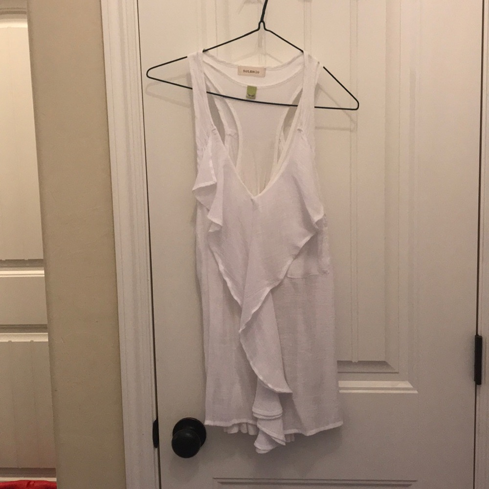 V neck ruffle tank